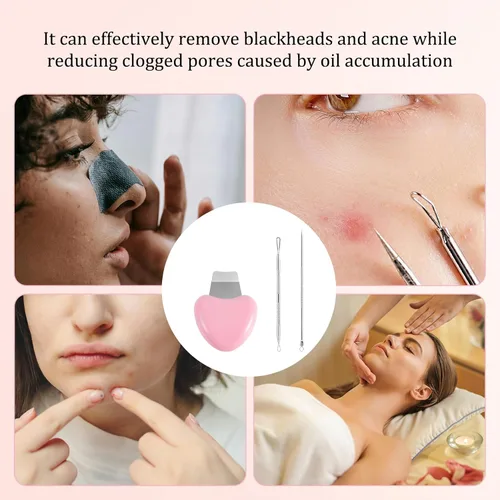 Vista 7 de Espátula facial para limpiar la piel, raspador de espinillas, pala de acero inoxidable, kit de herramientas para eliminar puntos negros, agujas