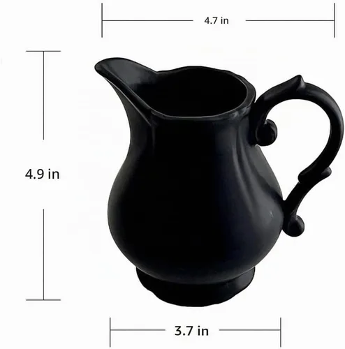 Vista 2 de WAIT FLY Jarra de crema y salsa vintage en relieve, jarra de crema negra para cocina Negro