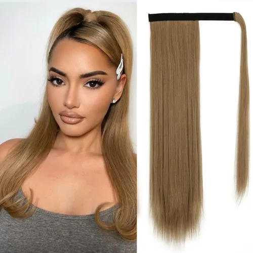Vista 24 de BARSDAR Extensión de Cola de Caballo Corta y Recta - Extensiones de Cabello de Cola de Caballo con Cordón de 14 Pulgadas en Negro para Mujeres