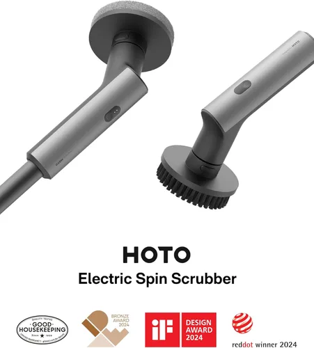 Vista 2 de HOTO Depurador eléctrico inalámbrico, 6 cabezales de cepillo, para baño
