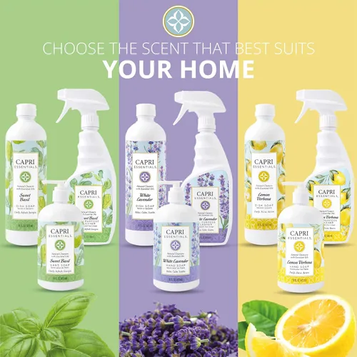 Vista 6 de CAPRI ESSENTIALS Jabón líquido para platos, suministros de limpieza naturales para el hogar, detergente aromático para platos a base de plantas