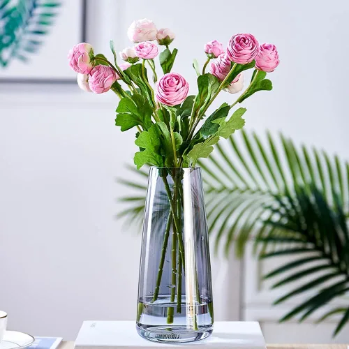 Vista 7 de Aoderun - Jarrón de vidrio para flores, jarrones modernos, decoración del hogar, jarrón único para ramos de flores de 22 cm, jarrón para centro