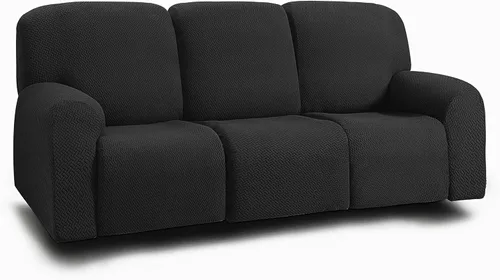 Vista 44 de ULTICOR Fundas jacquard para sofá reclinable de 8 piezas, fundas elásticas para sofá reclinable de 3 cojines, gruesas, suaves y lavables (estilo 3)