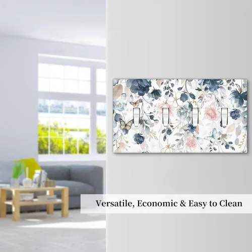 Vista 287 de Decorative Outlet Covers Blue Background White Cat Daisy Floral 2-Gang 1-Gang Wall Plate Single Toggle/Rocker Farmhouse Style Light Switch Covers