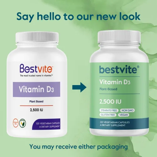 Vista 13 de BESTVITE Vitamina D3 vegana 2500 UI (120 cápsulas vegetales) - Sin