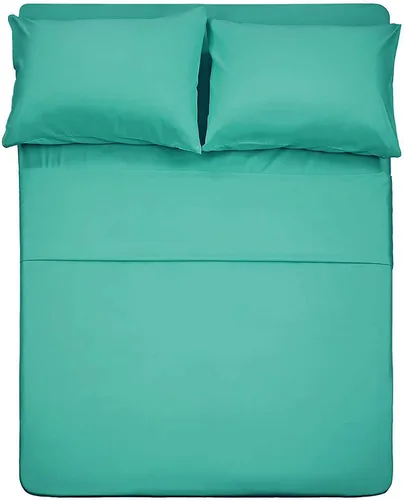 Vista 16 de Juego de sábanas de diseño estampado clásico - Juegos de sábanas con bolsillo profundo ultra suave y transpirable., Microfibra, Celeste (Baby Blue)