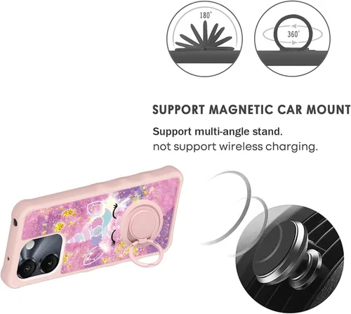 Vista 70 de jioeuinly Funda compatible con Oukitel P1 Pro con protector de pantalla de vidrio templado, policarbonato duro + silicona suave, soporte de anillo