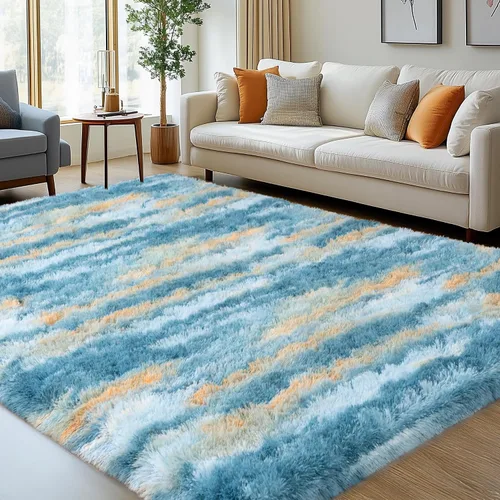 Vista 31 de Alfombras lanudas para dormitorio, sala de estar, dormitorio universitario, habitación de niños, decoración, alfombra suave y moderna