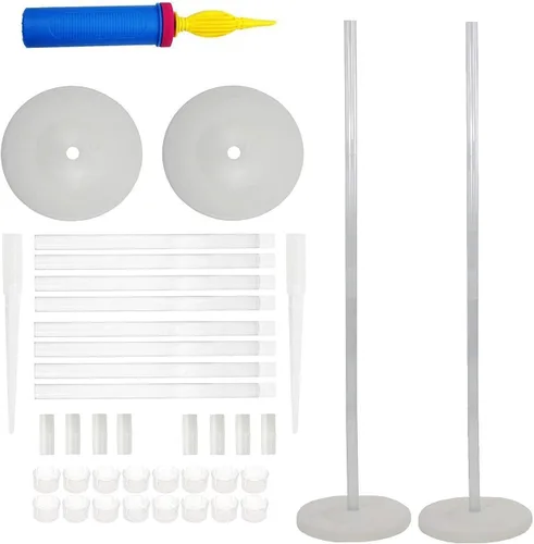 Vista 3 de LANGXUN Kit de arco de globos de mesa de 12 pies y 2 juegos de soporte de columna de globos de 50 pulgadas de alto para decoraciones de cumpleaños