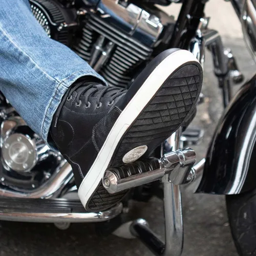 Vista 7 de Milwaukee Leather MBM9002 - Zapatos de cuero negro para hombre, calle reforzada, para motociclistas, con protección de cambio y soporte de tobillo