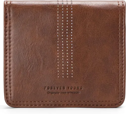 Vista 8 de APHISON Billetera para mujer, delgada y pequeña, cartera RFID para mujer, 01A125café, Moda