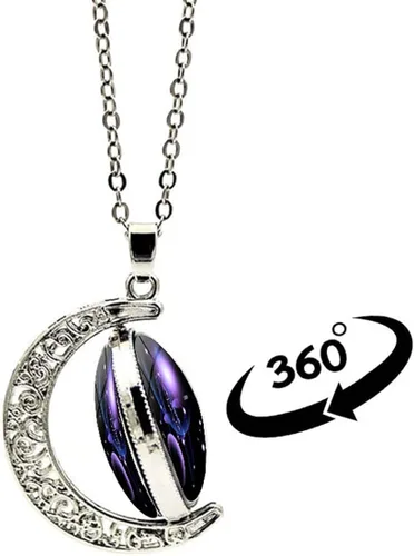Vista 3 de DEQIYIJI Zodiac Necklace Jewelry Birthday Gifts Astrology 12 Constellation Horoscope Sign Galaxy Crescent Half Moon Pendant Necklace
