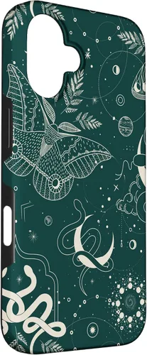 Vista 3 de Dark Green Mystical Witchcore Celestial Night Moth & Snake Case para iPhone 16