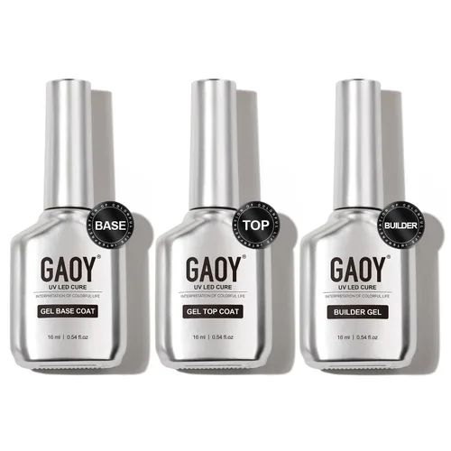 Vista 13 de GAOY 16ml 4 Piezas Juego de Capa Superior de Gel Brillante y Capa Base, Sin Limpieza, Combinación para Esmalte de Uñas con Curación UV
