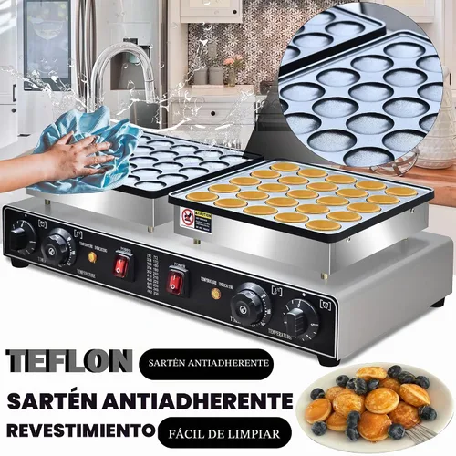 Vista 4 de Mini máquina eléctrica de panqueques de 1900 W, 50 piezas comerciales, mini panqueques holandeses, parrilla holandesa de 1.8 pulgadas