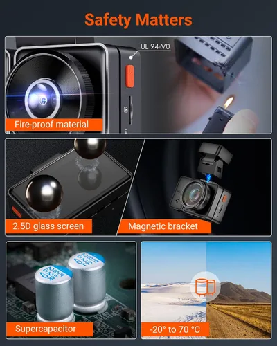 Vista 13 de Vantrue Cámara de tablero E2 delantera y trasera, cámara trasera de 2.7 K, STARVIS dual, cámara de tablero de 2.7K + 2.7K para automóviles, control