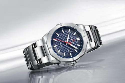 Vista 4 de NAVIFORCE Reloj de acero inoxidable para hombre, analógico, de cuarzo, impermeable, deportivo, de negocios, casual, con fecha y calendario