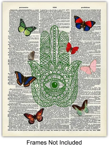 Vista 3 de Juego de póster artístico de pared de Buda, decoración zen, impresión de fotos de diccionario de 8 x 10 pulgadas para sala de meditación de yoga