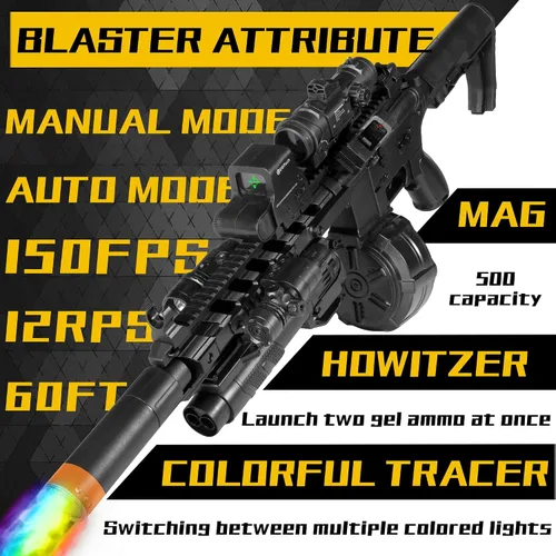 Vista 3 de Gel Splat Blaster - Tamaño grande de 32 pulgadas - Luz LED - Accesorios ricos - Modo automático y manual - Batería recargable modular de 7.4 V