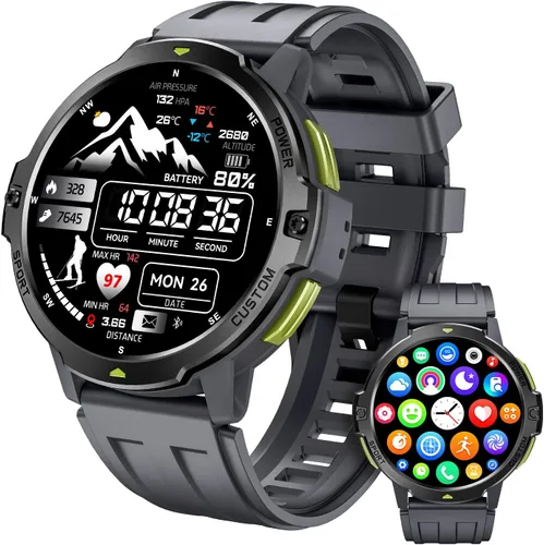 Vista 10 de Rugged Smart Watch for Men with Built-in GPS, 6-Axis Sensor for HIIT/Run Form Analysis, 1.46'' Tactical Smartwatch with Bluetooth Calls, Compass