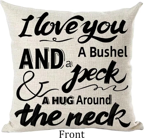 Vista 2 de Ramirar Funda de almohada decorativa con texto en inglés «I Love You A Bushel & A Peck and A Hug Around The Neck Lover», funda de almohada