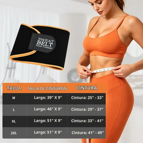 Vista 5 de kissleaf Entrenador de cintura para mujer, cinturón de sudor para mujer Negro naranja