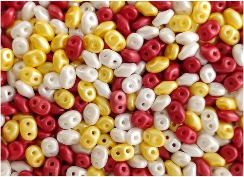 Vista 10 de Cuentas de semillas SuperDuo de 2.12 oz (60 g) de 0.098x0.197 in, 2 agujeros, pastel de alabastro burdeos esmeralda burdeos, vidrio checo