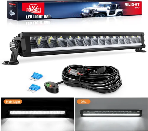 Vista 18 de Nilight Barra de luz LED con DRL ámbar 2 PCS 15 W 5.3 pulgadas fila única 1680 LM anti-reflejo punto todoterreno luces de conducción delgadas IP68