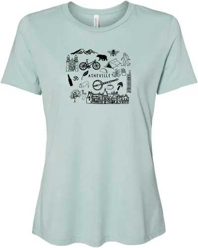 Vista 41 de Cute Women's Screen Printed Crew Neck Tee, Shirts With Sayings, Dusty Blue or Olive