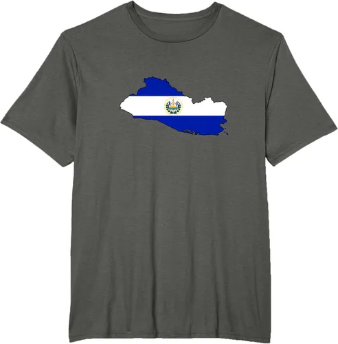 Vista 6 de Camiseta de El Salvador Country Outline on Flag