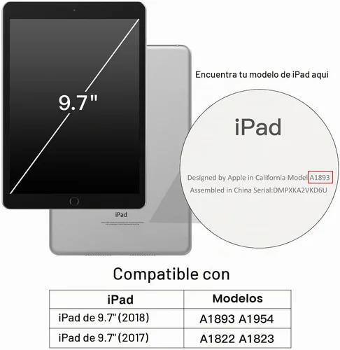 Vista 2 de JETech - Funda para iPad 6ª/5ª generación de 9.7" (2018/2017), color negro Parte trasera transparente transparente, soporte para lápices, cubierta