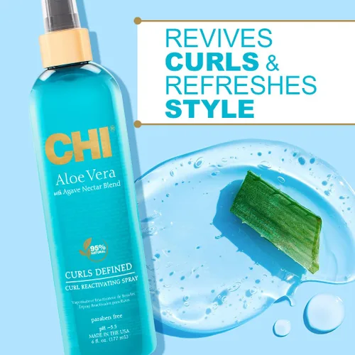 Vista 3 de CHI Spray Reactivador de Rizos de Aloe Vera, Mejora las Ondas, Rizos y Espirales, Proporciona una Hidratación Intensa, Sin Sulfatos, Parabenos