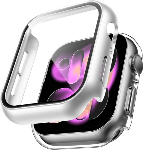 Vista 32 de TAURI - Juego de 2 carcasas rígidas para Apple Watch Series 10 (2024) 46mm, con protector de pantalla de cristal templado PC