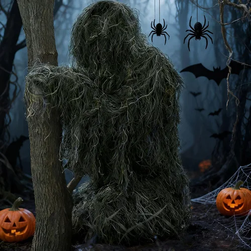 Vista 5 de Slendor Traje Ghillie - Traje Ghillie 5 en 1 para caza, trajes de camuflaje 3D unisex para adultos y jóvenes, S/M/L/XL/XXL