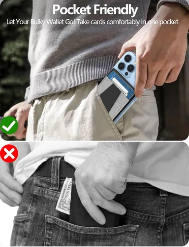 Vista 7 de Cartera magnética para Apple Magsafe, diseñada para cartera MagSafe, cartera magnética de cuero Eiffel-Tower con soporte ajustable para iPhone 16/16