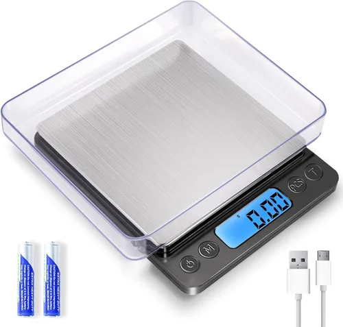 Vista 7 de Báscula digital de gramos, 35.27 oz/0.00 oz, báscula para alimentos y gramos, báscula de cocina con carga USB mejorada para cocinar, hornear