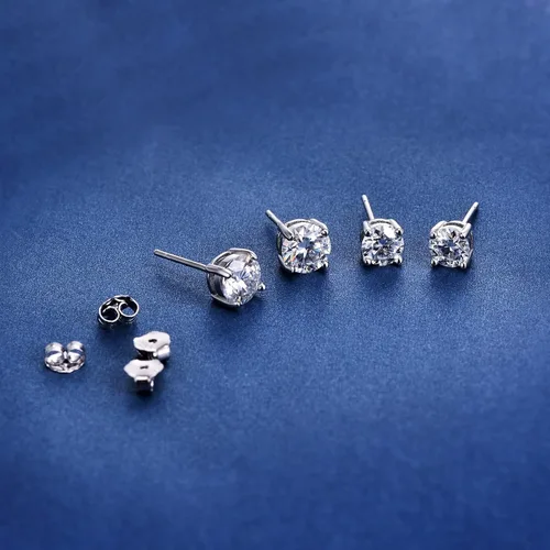 Vista 4 de KECHO Pendientes de tuerca de moissanite para mujer de 0,5 a 1 quilates de diamantes creados para hombre