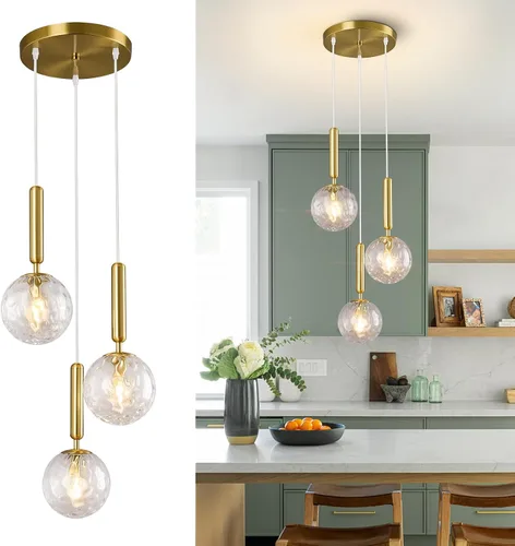 Vista 27 de Lámpara Colgante Negra Moderna Accesorio de Luz Colgante para Isla de Cocina de Mediados de Siglo con Lámpara Colgante de Globo Iluminación Colgante