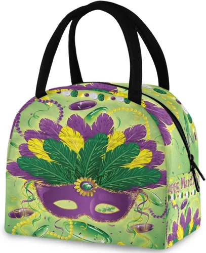 Vista 33 de Bolsa de almuerzo reutilizable para Halloween, colores arcoíris, murciélagos, estrellas, bolsa térmica aislada para el regreso a la escuela