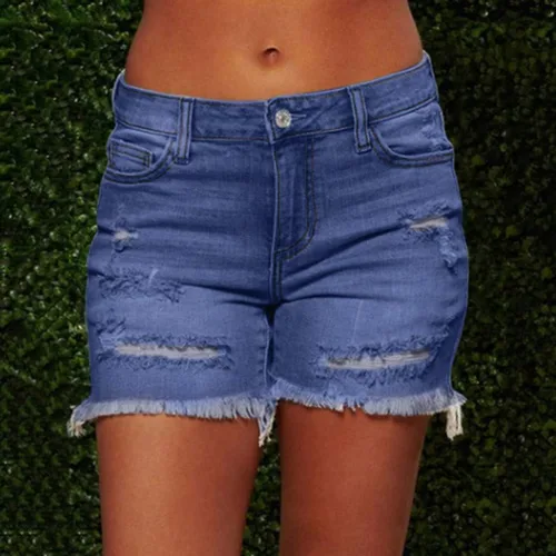 Vista 2 de Pantalones cortos ligeros para mujer, casuales, de verano, a la moda, cintura elástica, cómodos, elegantes