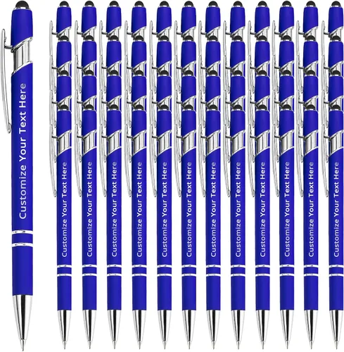 Vista 62 de Aolun Bolígrafo personalizado, bolígrafo grabado personalizado con lápiz capacitivo, 12 unidades, metal suave al tacto, introduce el nombre, Naranja