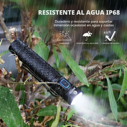 Vista 5 de Brinyte Linterna LED recargable E18 con base magnética para iluminación manos libres, 1200 lúmenes, luz de bolsillo EDC compacta y brillante, IP68