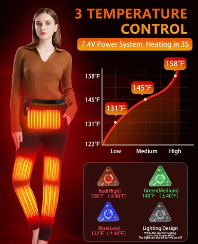 Vista 3 de Ugkwo Pantalones de calefacción eléctricos de 7,4 V, pantalones elásticos de calefacción eléctrica 2023 con batería de 10000 mAh