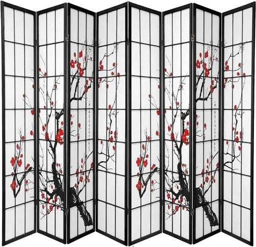 Vista 8 de Legacy Decor Biombo de 4 paneles para habitación con diseño de ciruelo en flor. Privacy Screen, Plum Blossom, Authentic Japanese Shoji Style, Real