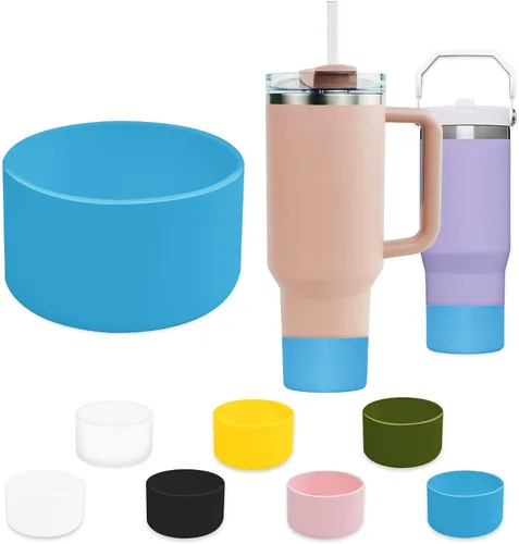 Vista 11 de Bota de silicona para vaso Stanley Quencher, cubierta protectora para la parte inferior de la botella de agua (negro)