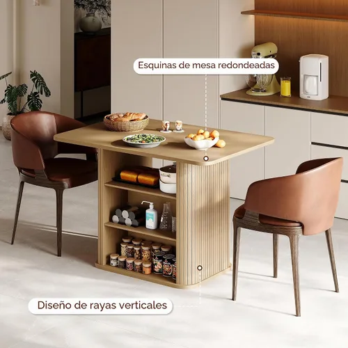 Vista 8 de FUQARHY Mesa de comedor para 4, mesa rectangular de cocina de granja con almacenamiento