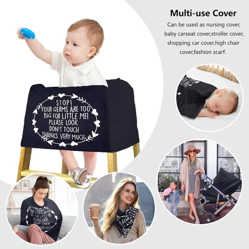 Vista 6 de Metplus Funda de asiento de automóvil sin contacto para bebés, fundas de lactancia para mamá, bufanda de lactancia, toldo multiusos para asiento