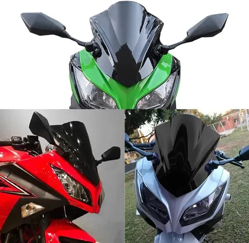 Vista 5 de FLPRO - Deflectores de viento de doble burbuja compatible con Kawasaki Ninja 300 EX300R 2013 2014 2015 2016 2017 2018 EX300R/Ninja 300