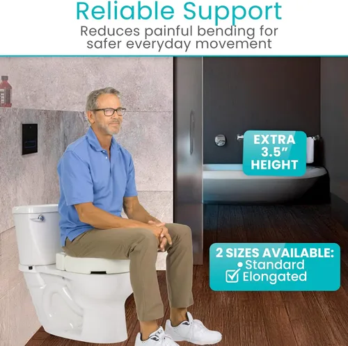 Vista 2 de Vive Asiento de inodoro elevado (alargado, añade 3.5 pulgadas) – Elevador y extensor de asiento de inodoro elevado para personas mayores