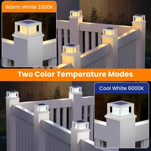 Vista 3 de Paquete de 4 luces solares para postes al aire libre, 2 modos de luz LED para postes de 4 x 4, luz impermeable para decoración de patio, jardín